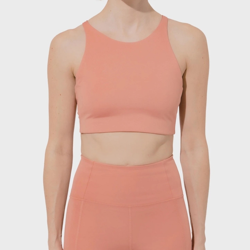 Girlfriend Collective Peach High Neck Cross Back Sports Bra